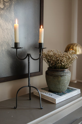 Double Taper Wrought Iron Candle Holder